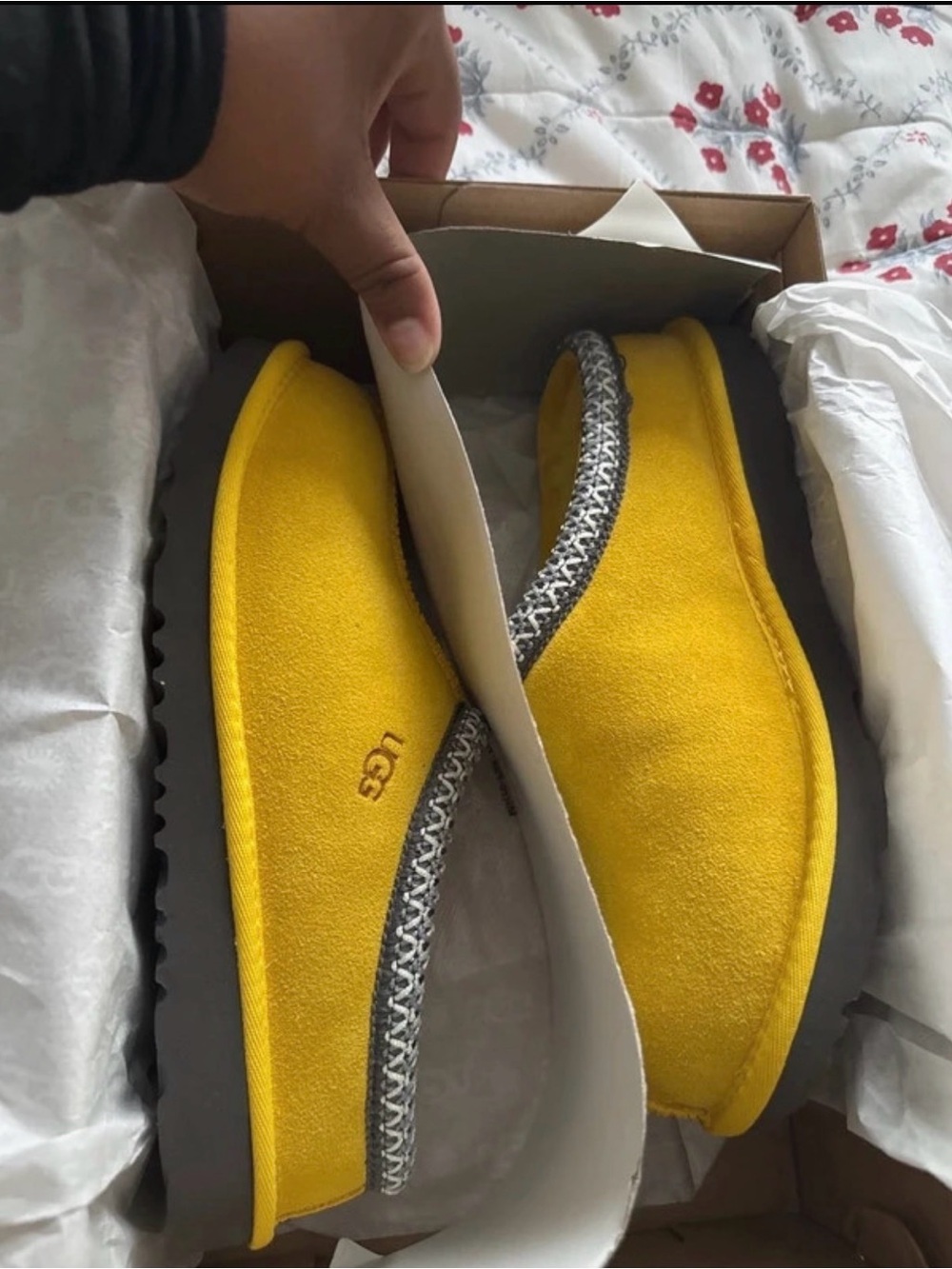UGG Kids Yellow Suede Slip-On Slippers